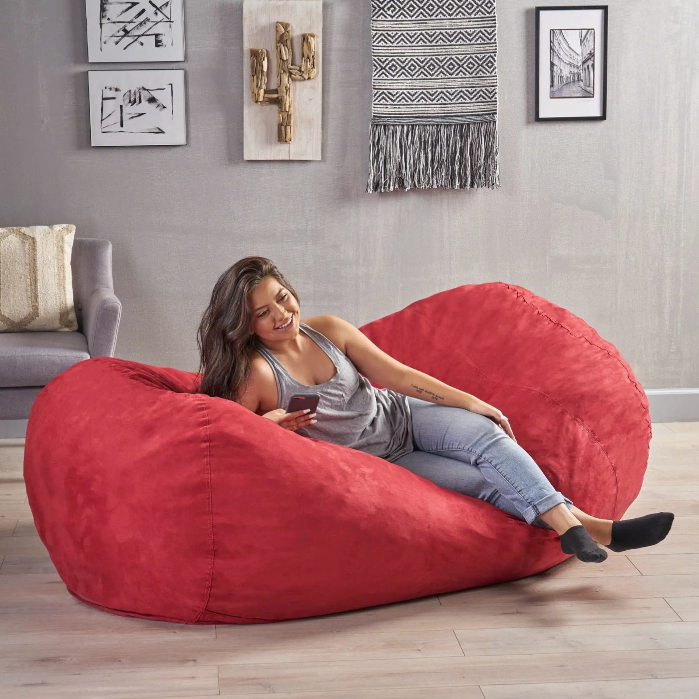 Jasper - Traditional Cylindrical Suede Bean Bag by HouseOfZazla