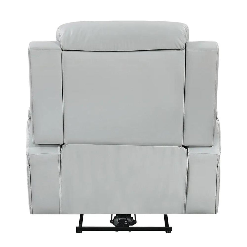 Elonzo - Power Motion Recliner With LED, Power Headrest & Speaker - Light Gray by Unique Piece Furniture