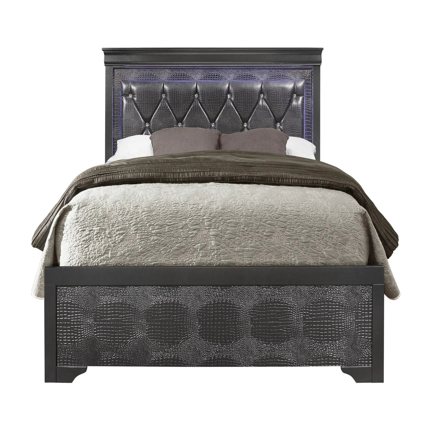 Shaker - Bed With LED Lighting And Crystal Inspired Tufted Headboard by HouseOfZazla