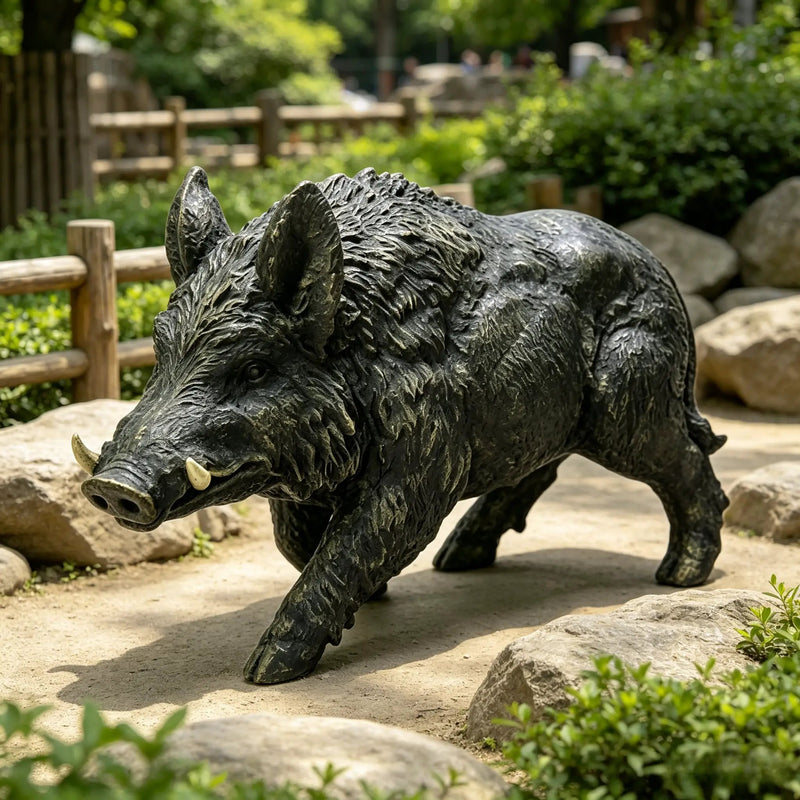 Simulated Wild Boar Resin Garden Statue by HouseOfZazla