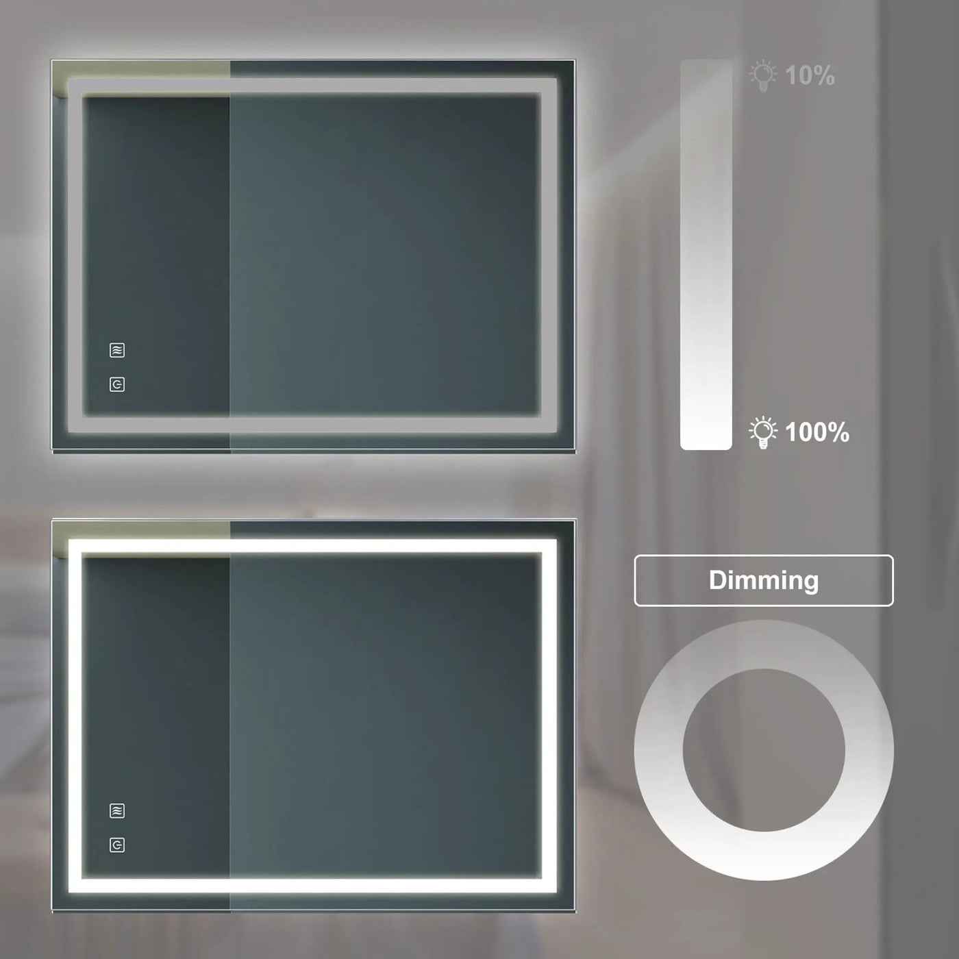 Bathroom Vanity Rectangle Mirror With Front Lighting, Anti Fog, Dimmable, Smart Memory Function by HouseOfZazla