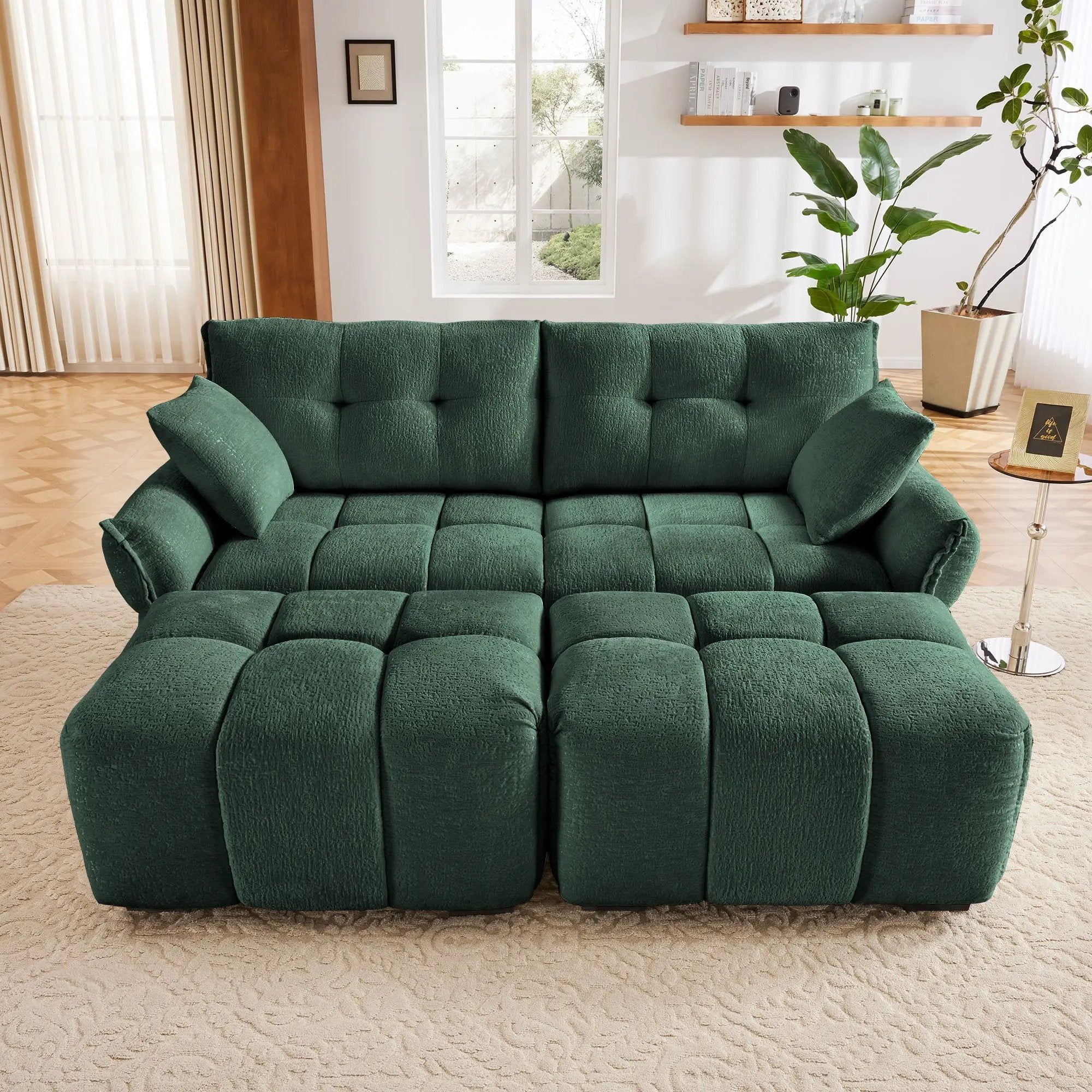 Sofa Set With Ottoman And Pillows, Textured, High Resilience Cushions by HouseOfZazla