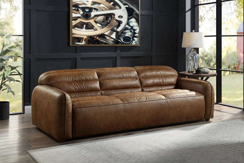 Rafer Cocoa Top Grain Leather Sofa by HouseOfZazla