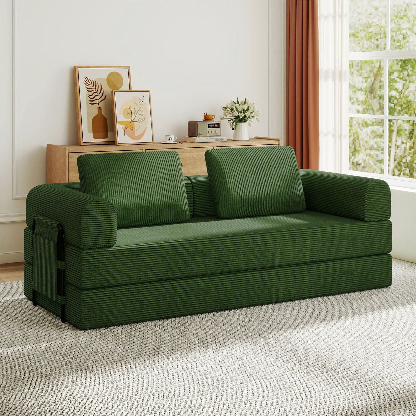 Convertible Sleeper Sofa Bed With Cylindrical Pillow by HouseOfZazla