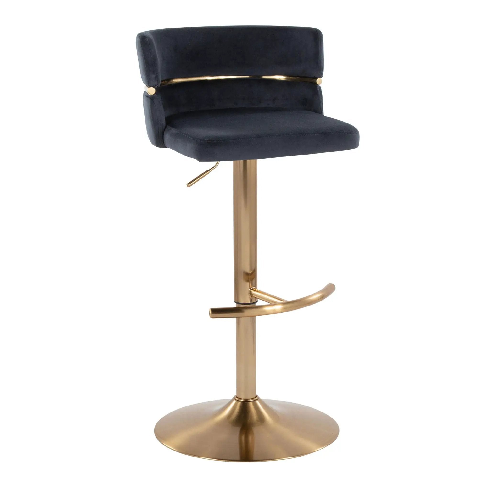 Cinch - Glam / Art Deco Adjustable Barstool With Swivel With Rounded T Footrest (Set of 2) by Unique Piece Furniture