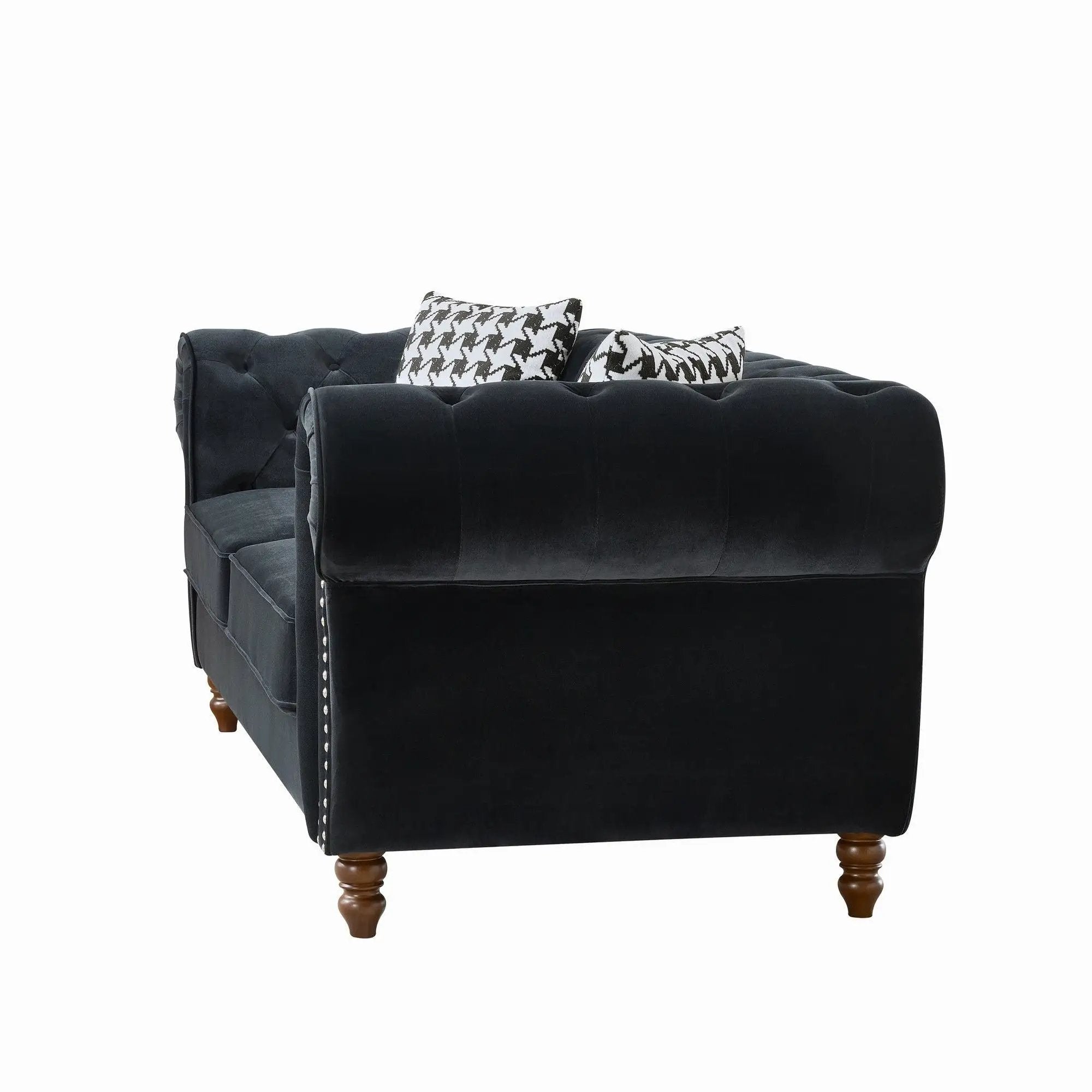 Chesterfield 3 And 2 Seater Upholstery Sofa With Roll Armrest & Nailhead Fabric Couch by HouseOfZazla