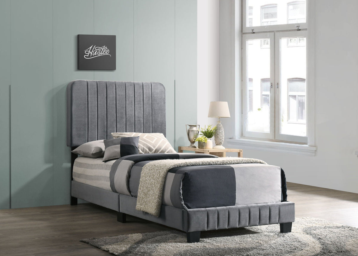 Channel Tufted Upholstered Bed with Plush Panel Design - Multiple Colors, photo 11 of 40