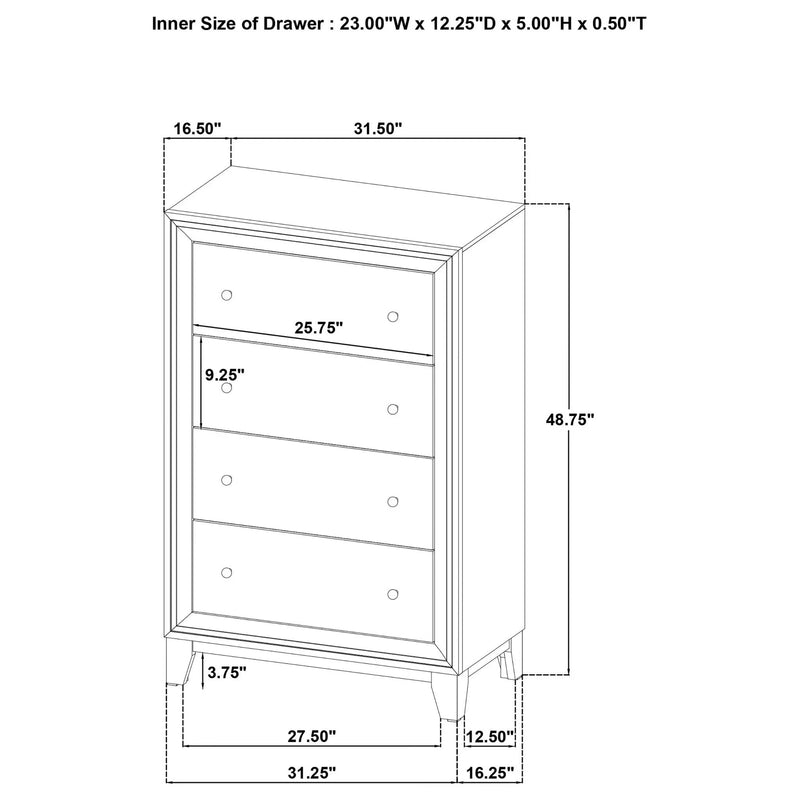 Anza - 4 Drawer Chest Storage Solution - Walnut by HouseOfZazla