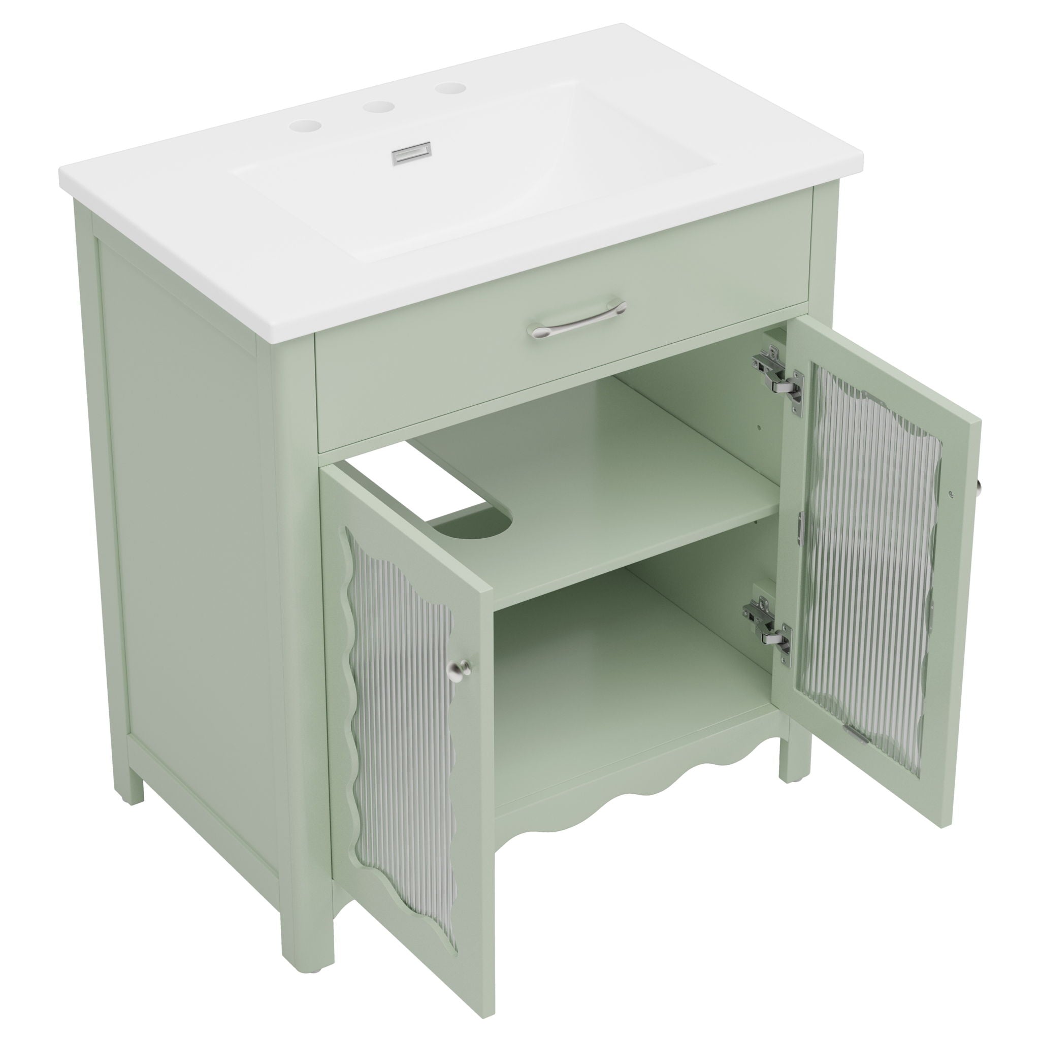 Modern Bathroom Vanity With Tempered Glass Doors by HouseOfZazla