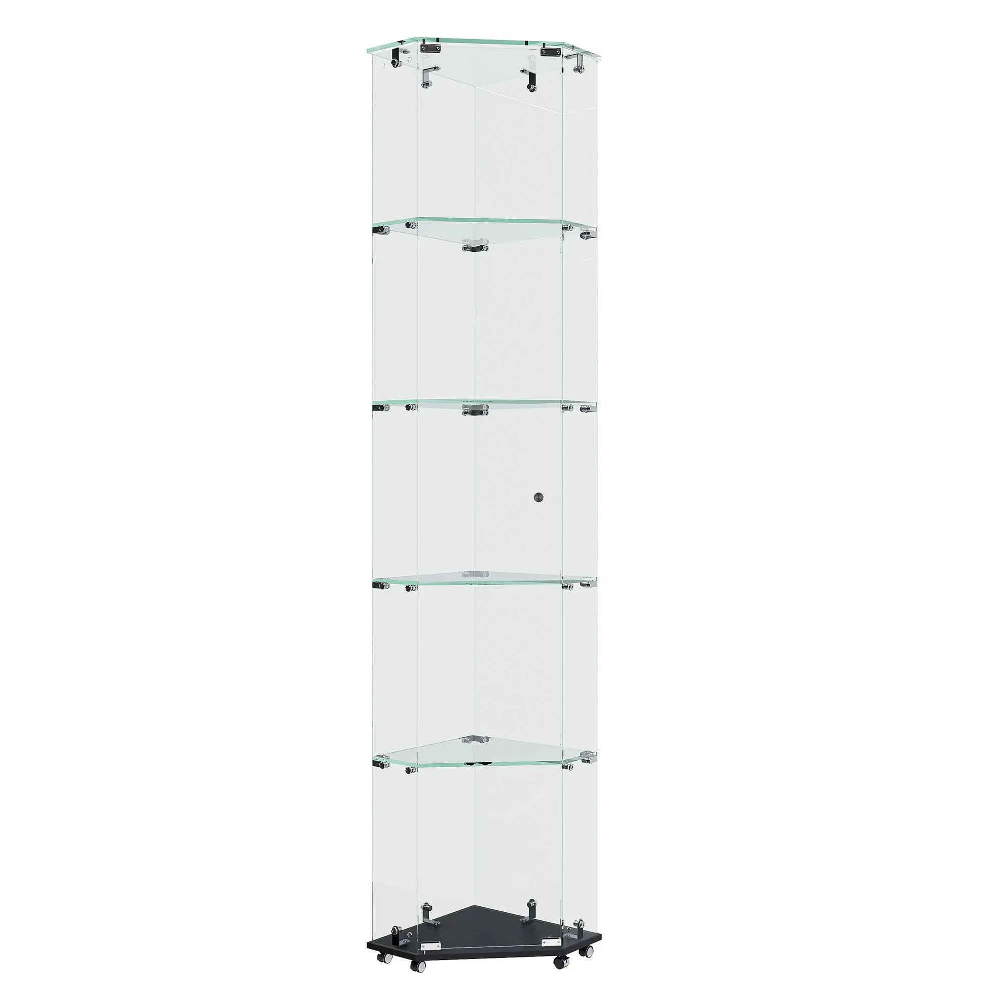 5 Tier Diamond Glass Display Case With 5 Dynamic LED Modes - Black by HouseOfZazla
