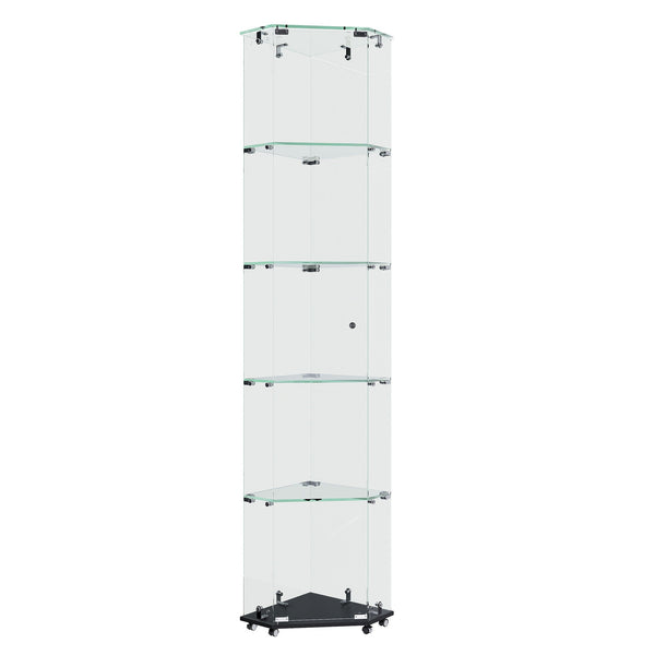 5 Tier Diamond Glass Display Case With 5 Dynamic LED Modes - Black