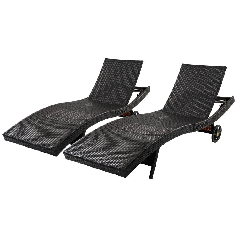 K&K 80'' Patio Wicker Chaise Lounge Chairs Set of 2 by HouseOfZazla