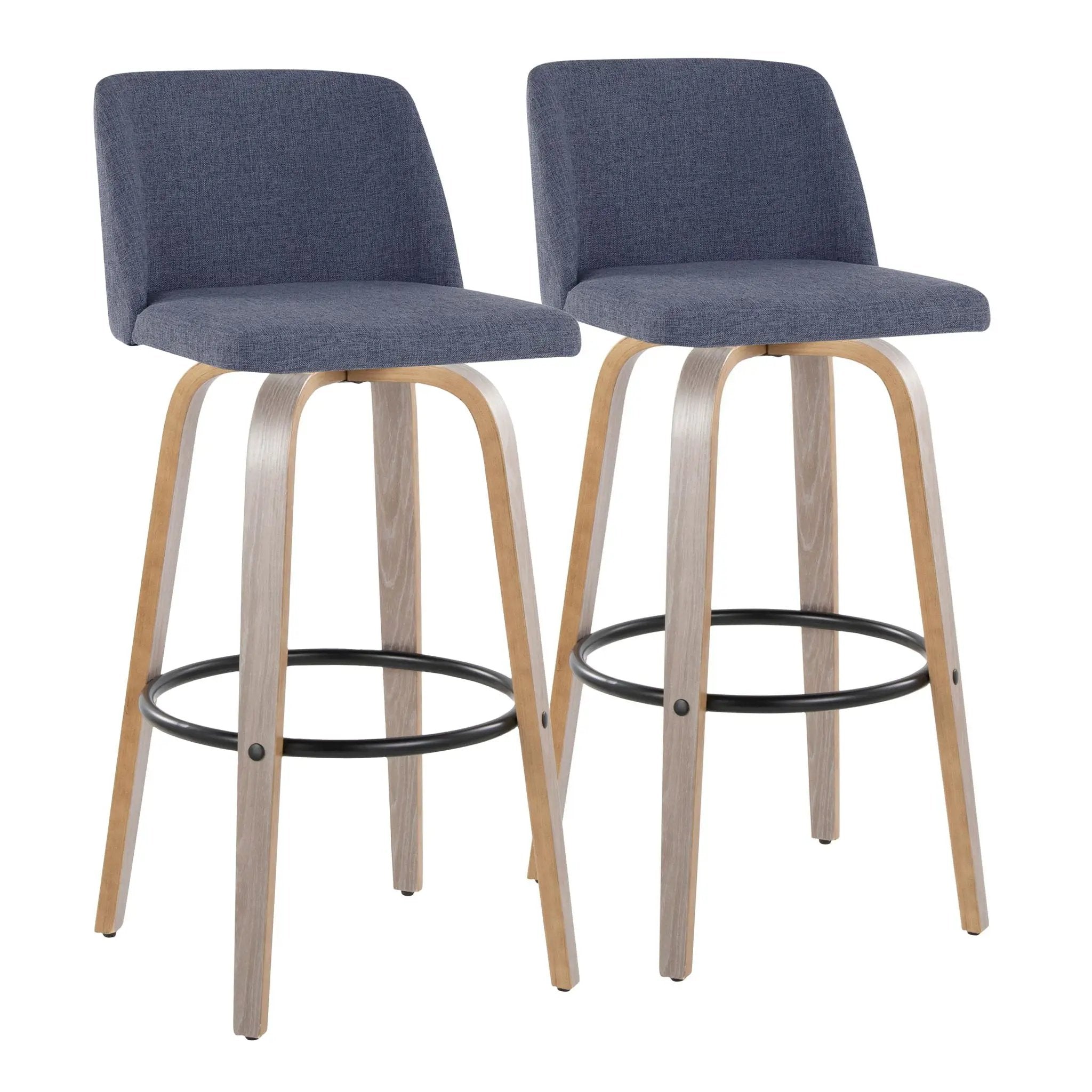 Toriano - Fixed Height Contemporary Barstool With Swivel With Round Footrest (Set of 2) by HouseOfZazla