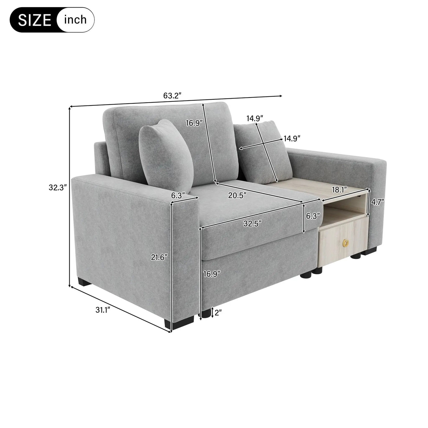 Modular Sofa Couch With Storage Armrest And Center Console by HouseOfZazla