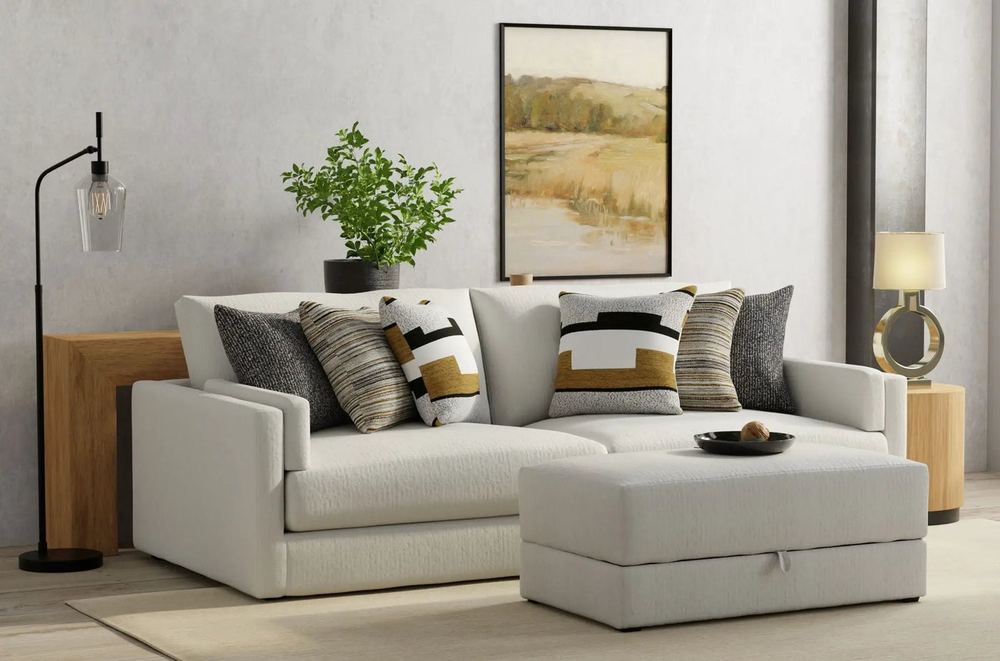 Trevor - Extra Deep Oversized Sofa With Included Storage Cocktail Ottoman by Unique Piece Furniture