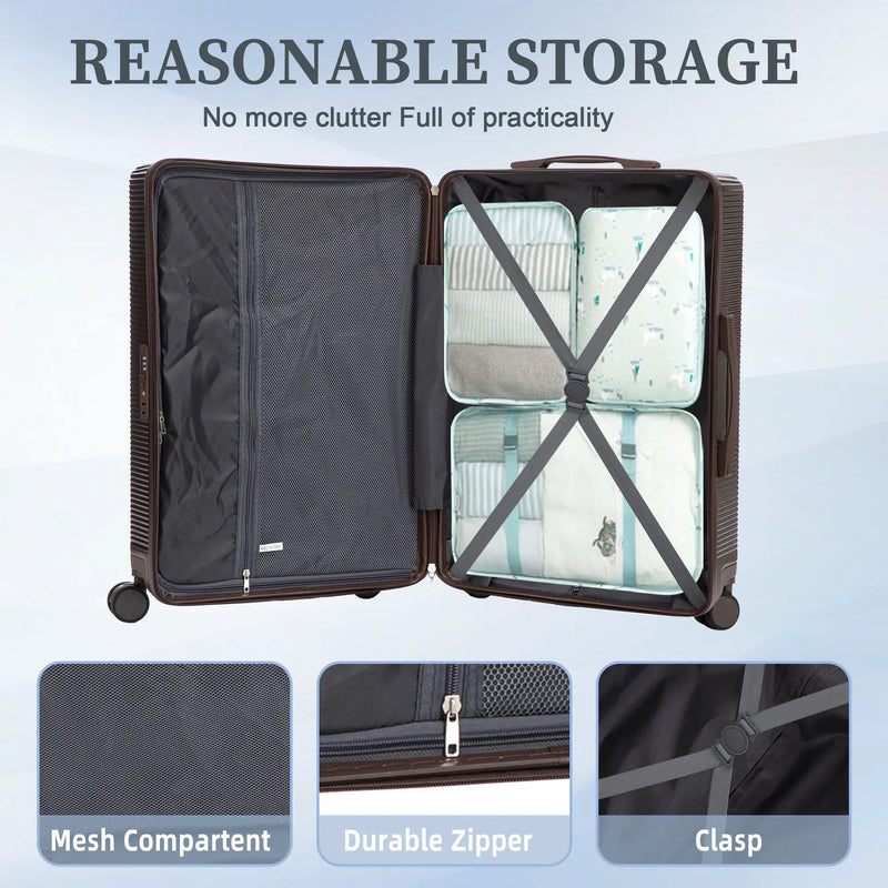 3 Piece ABS Spinner Wheel Luggage Set - Brown by HouseOfZazla