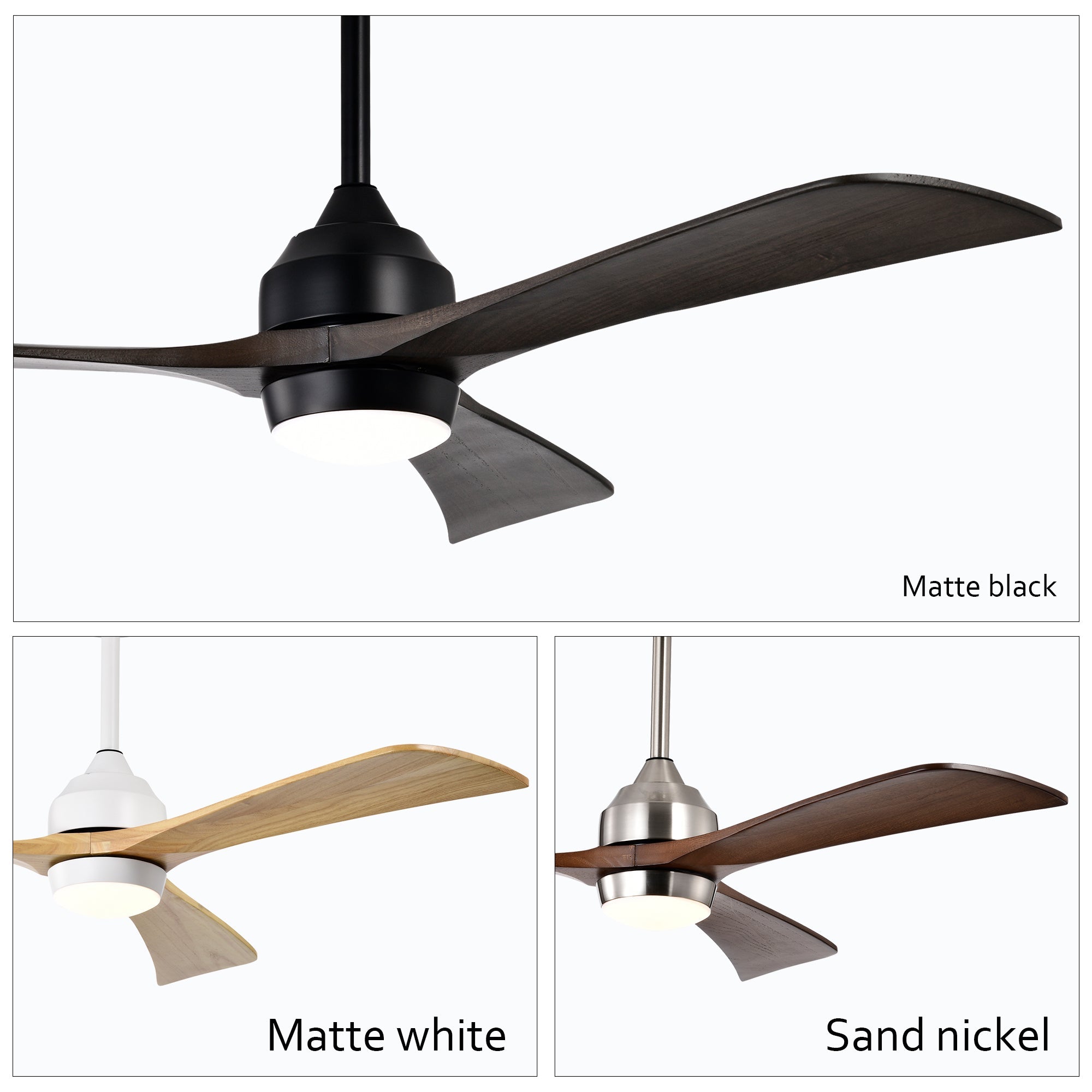 52" Solid Wood Blades Ceiling Fan with Lights Remote Control, Quiet DC Motor by HouseOfZazla