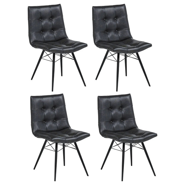 Aiken Faux Leather Upholstered Dining Side Chair Charcoal Grey (Set of 4)