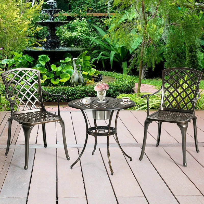 Outdoor Aluminum Dining Set of 2 Patio Bistro Chairs by DirectDeals