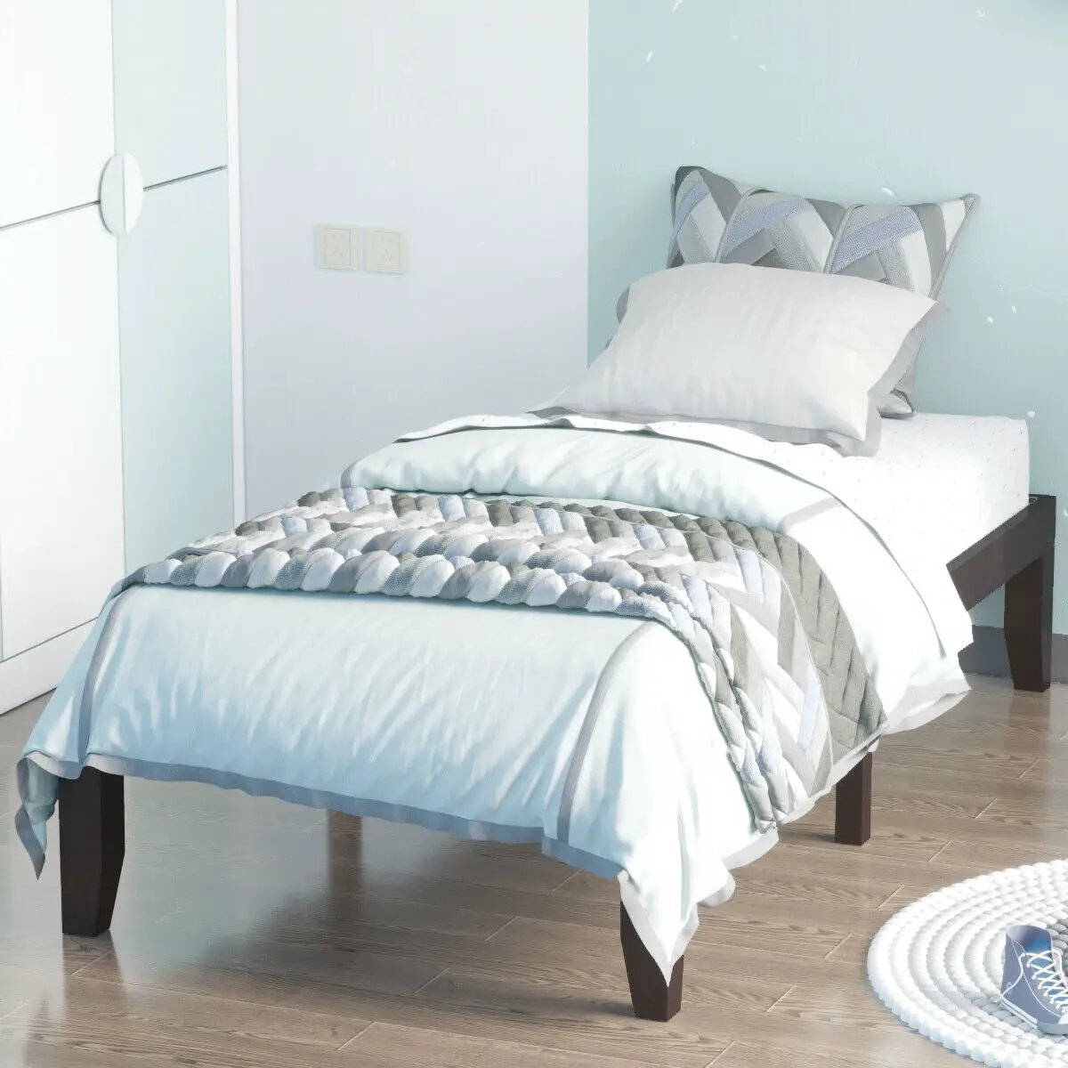 Twin Size 14 Inch Wooden Slats Bed Mattress Frame by DirectDeals