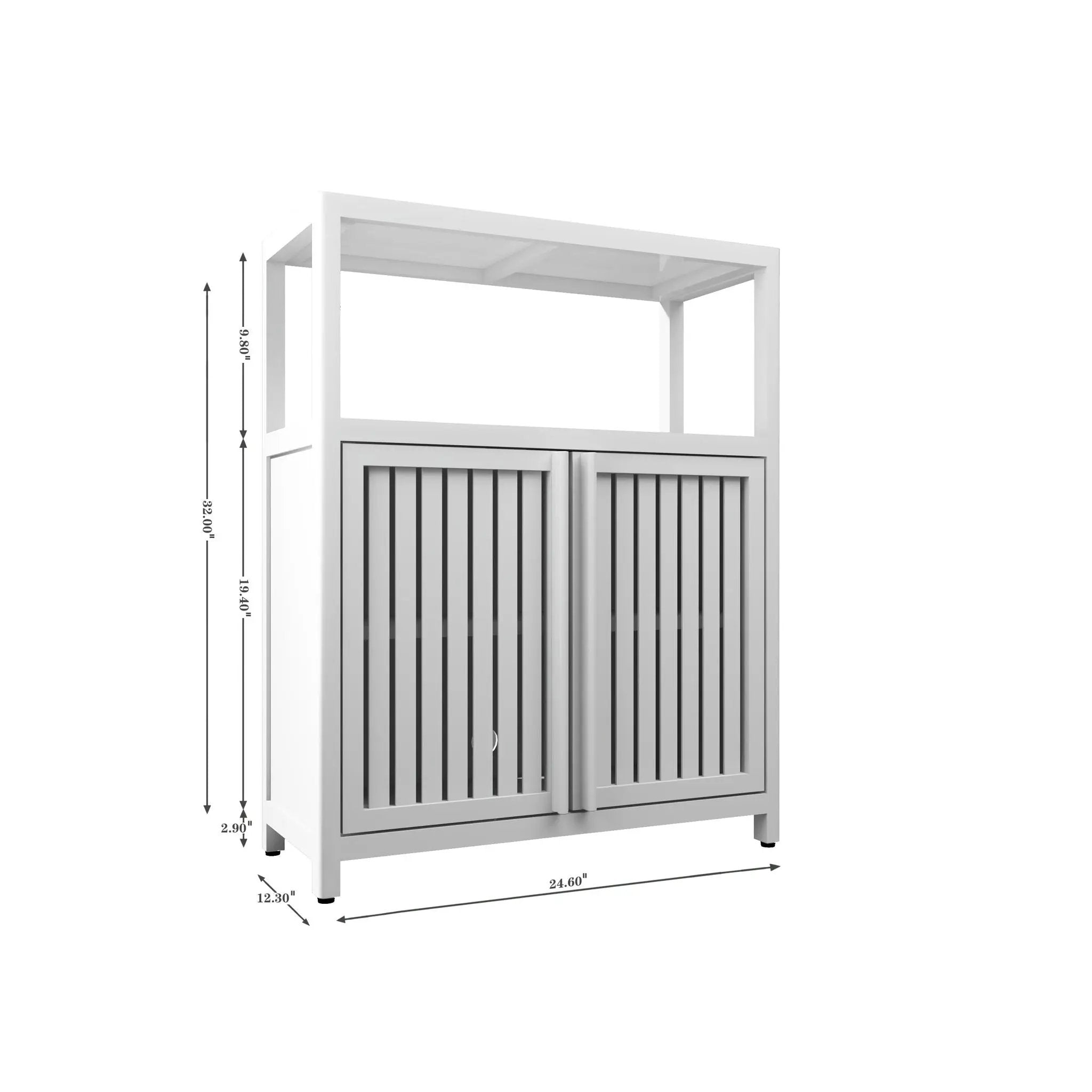 Bamboo Large Capacity Storage Cabinet With Shelves For Bathroom And Living Room - White by HouseOfZazla