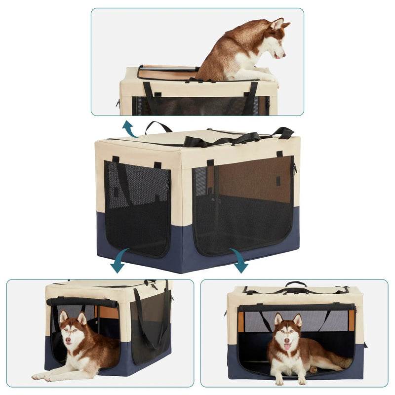 Dog Crates For Dogs, Adjustable Cover By Spiral Iron Pipe, Strengthen Sewing Dog Travel Crate 3 Door Design by HouseOfZazla