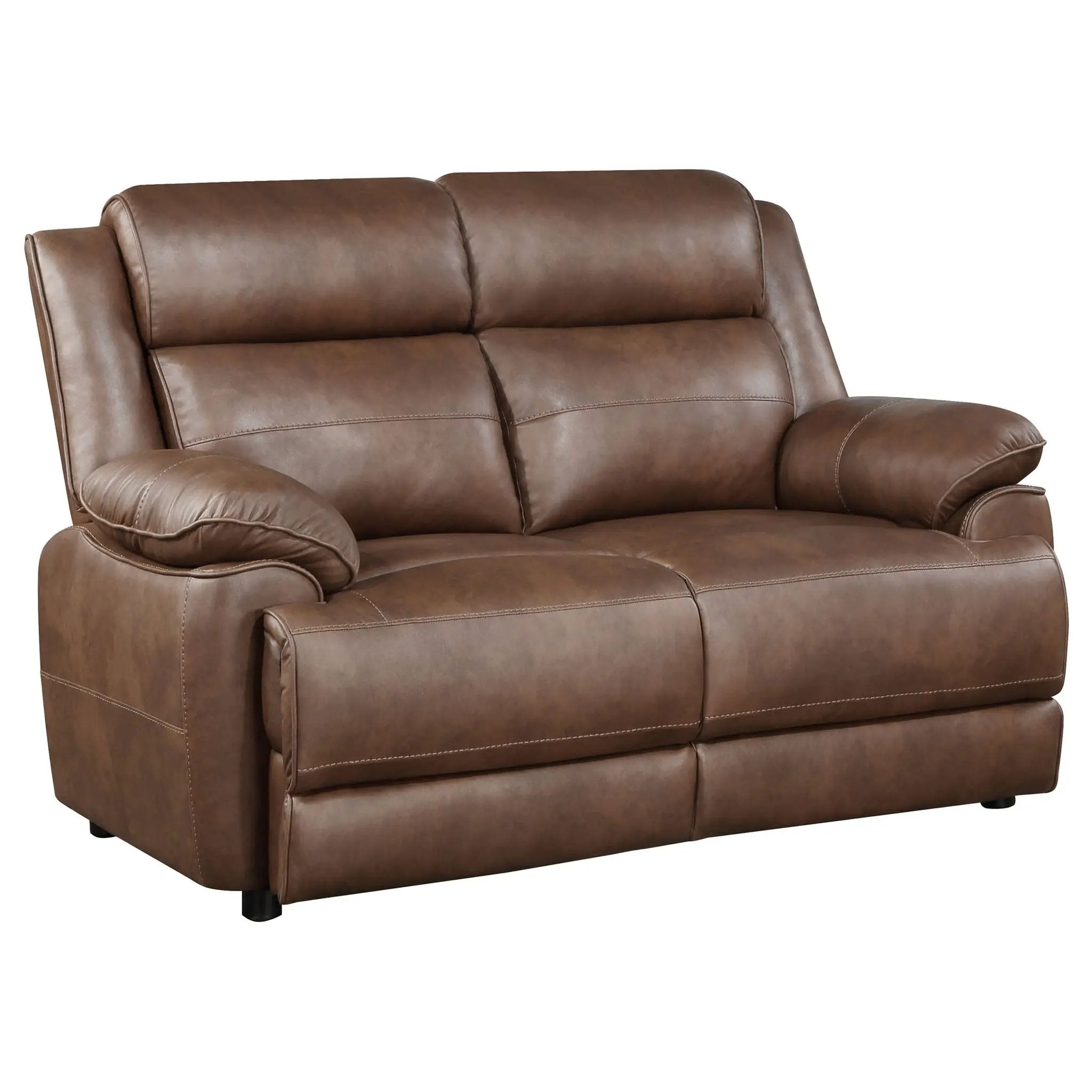 Ellington Upholstered Padded Arm Loveseat Dark Brown by Unique Piece Furniture