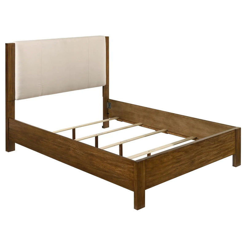 Adderley Queen Wood Panel Bed Cream and Warm Brown by Unique Piece Furniture