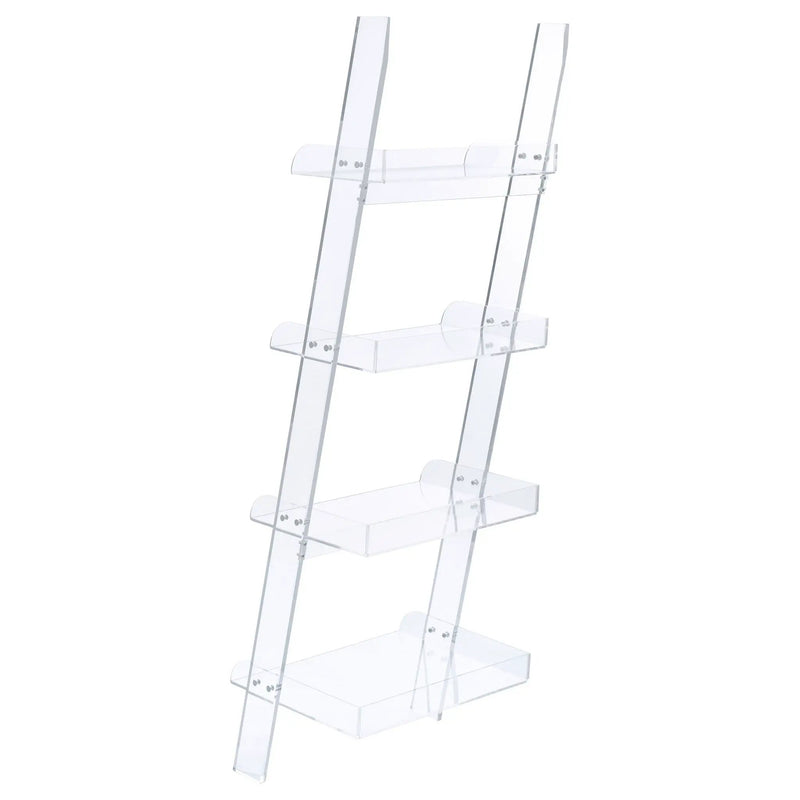 Amaturo 72-inch 4-shelf Acrylic Ladder Bookshelf Clear by Unique Piece Furniture