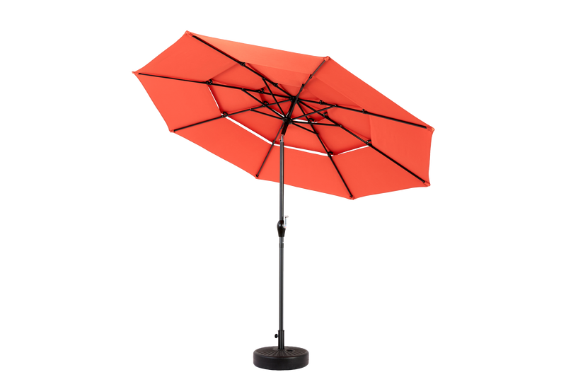Aluminium 10ft 3-Tier Auto-Tilt Outdoor Patio Umbrella - Orange (No Base) by HouseOfZazla