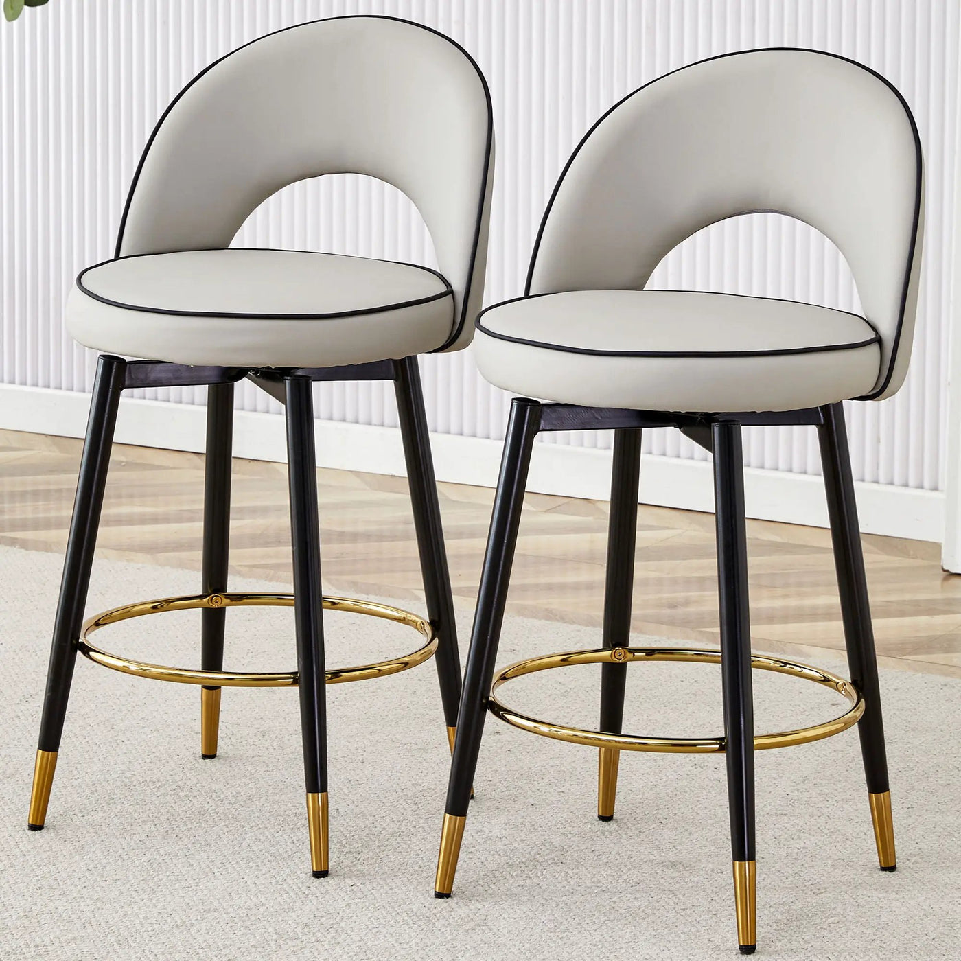 Modern Upholstered 360° Rotatable Bar Chair With Metal Legs For Dining Room (Set of 2) by HouseOfZazla