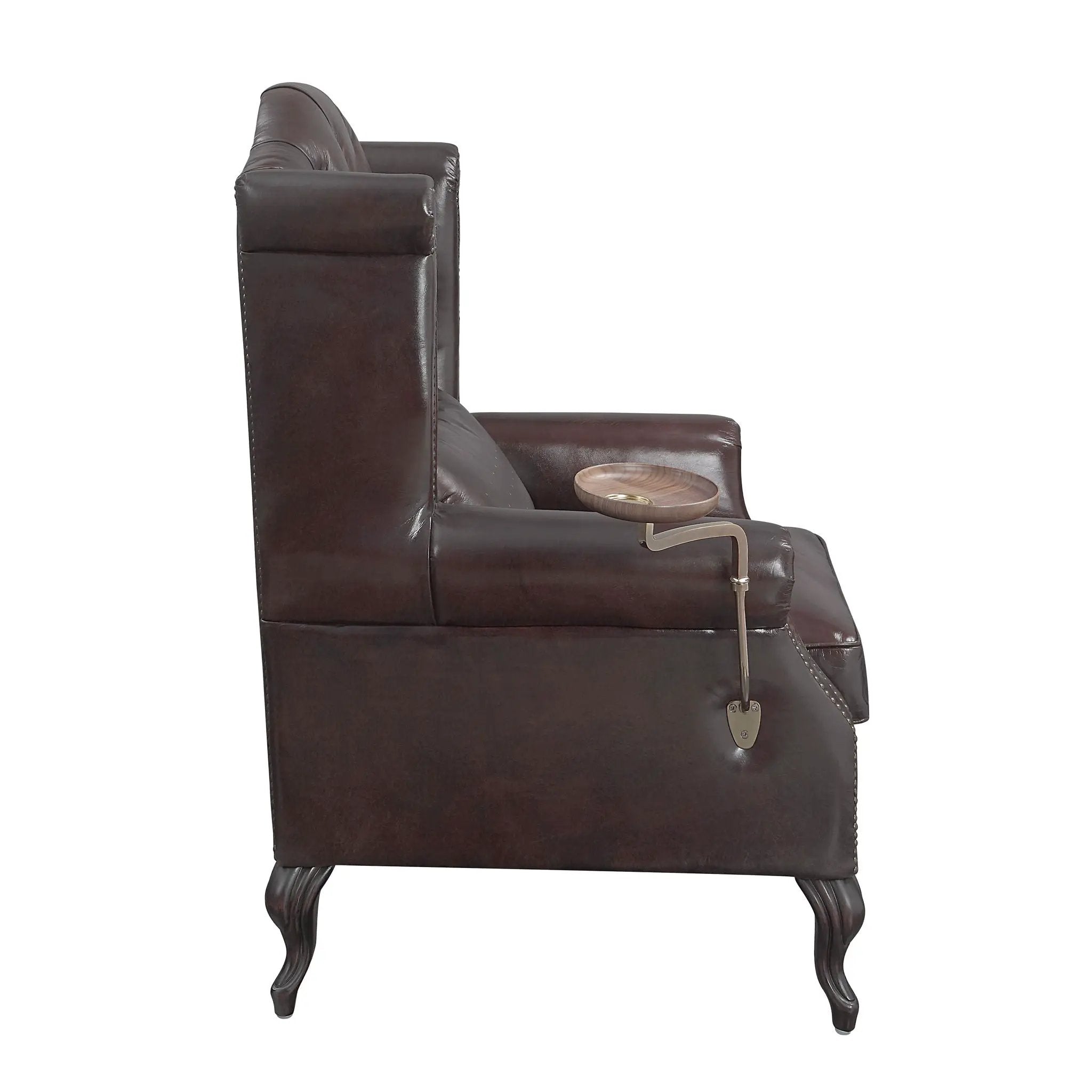 Pino - Vintage Top Grain Leather Accent Chair With 1 Toss Pillow - Brown by Unique Piece Furniture