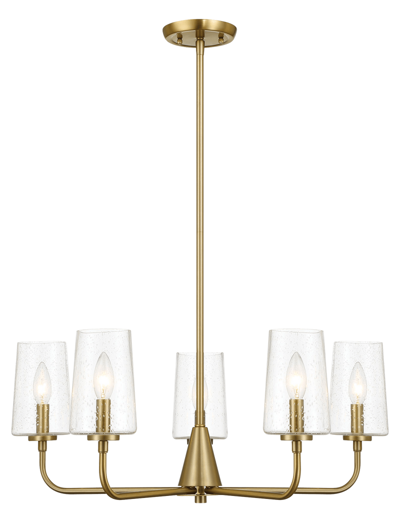 Dazzle Five Lights Chandelier With Clear Seeded Glass - Satin Brass by HouseOfZazla