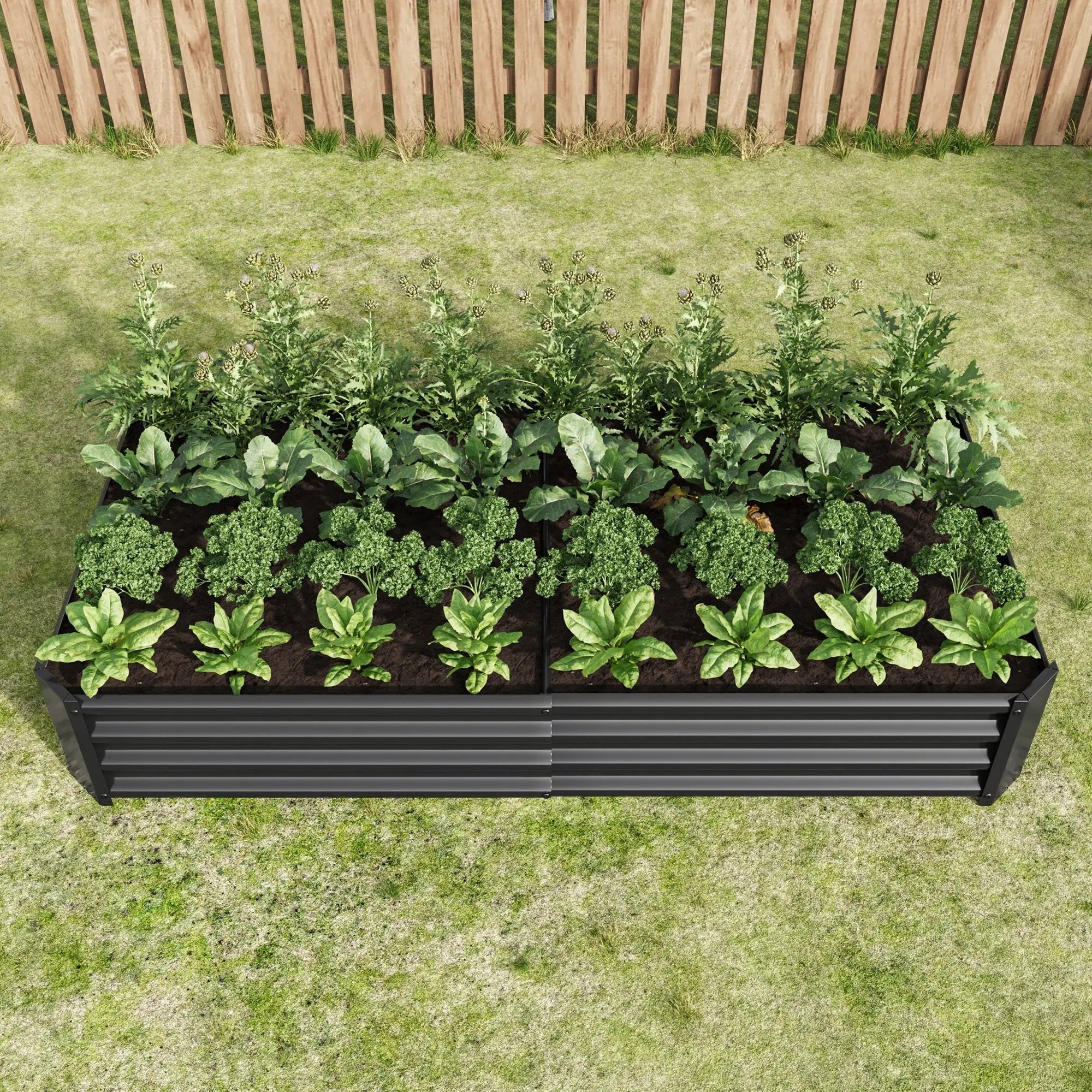 Raised Garden Bed Outdoor 6×3×1 ft Metal Raised Rectangle Planter Bed by HouseOfZazla