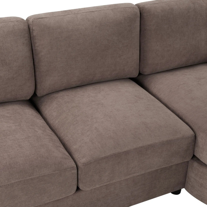 Modern L-Shaped Sectional Sofa With Curved Chaise, USB Ports, And Side Storage Pockets by HouseOfZazla