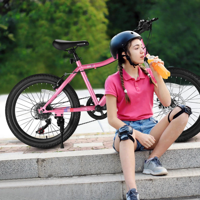 S20101 20" Kids' Bike, Boys Girls Mountain Bike Ages 8-12, 7 Speed Teenager Children Kids' Bicycles, Front Suspension Disc Brake Rear V-Brake, High Steel Frame by HouseOfZazla