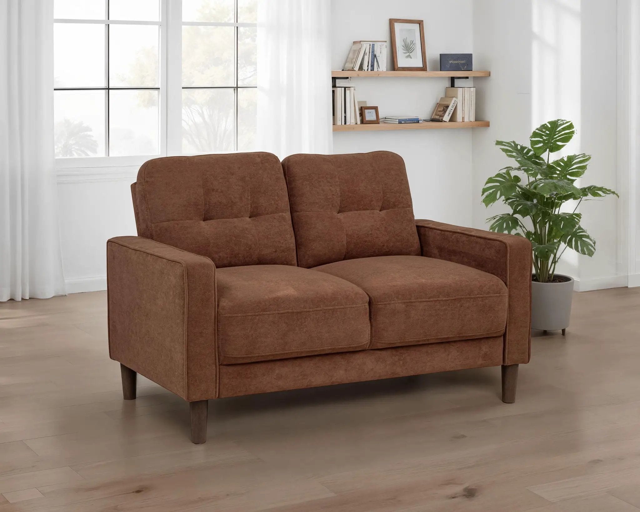 Bowen II Fabric Upholstered Track Arm Loveseat Rust by Unique Piece Furniture