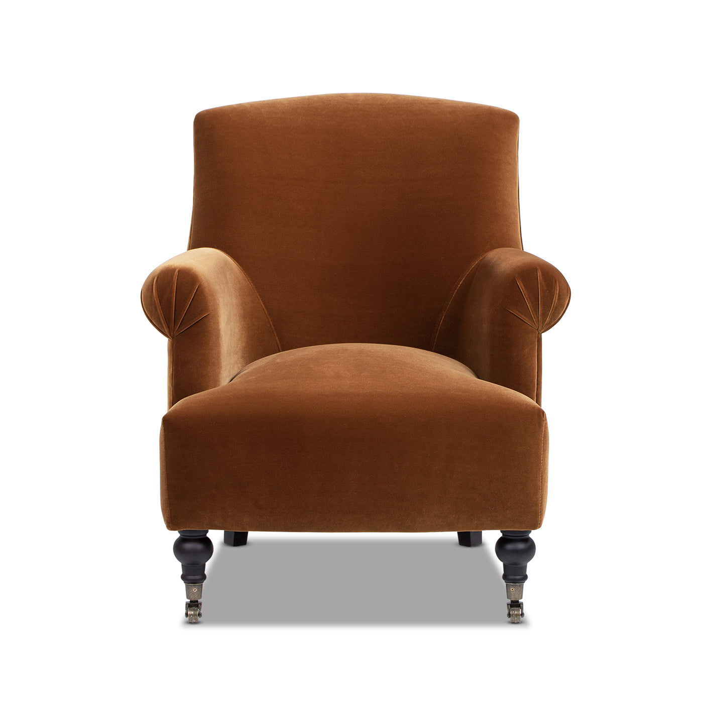 Eloise 30' Pleated Sock Arm Accent Armchair, Burnt Orange Performance Velvet by HouseOfZazla