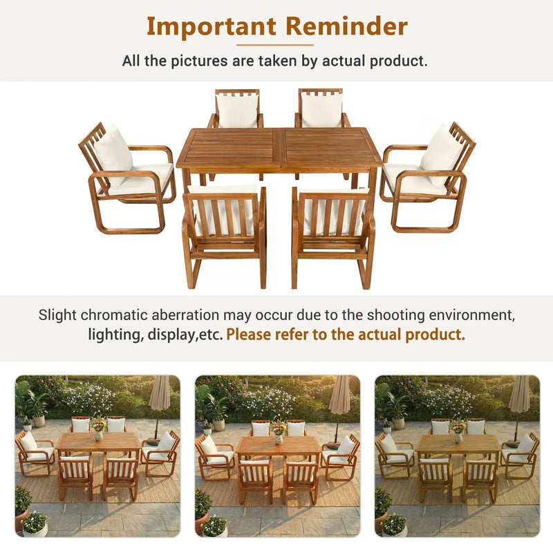 7 Pieces Patio Dining Set Outdoor Dining Table and Chairs by HouseOfZazla