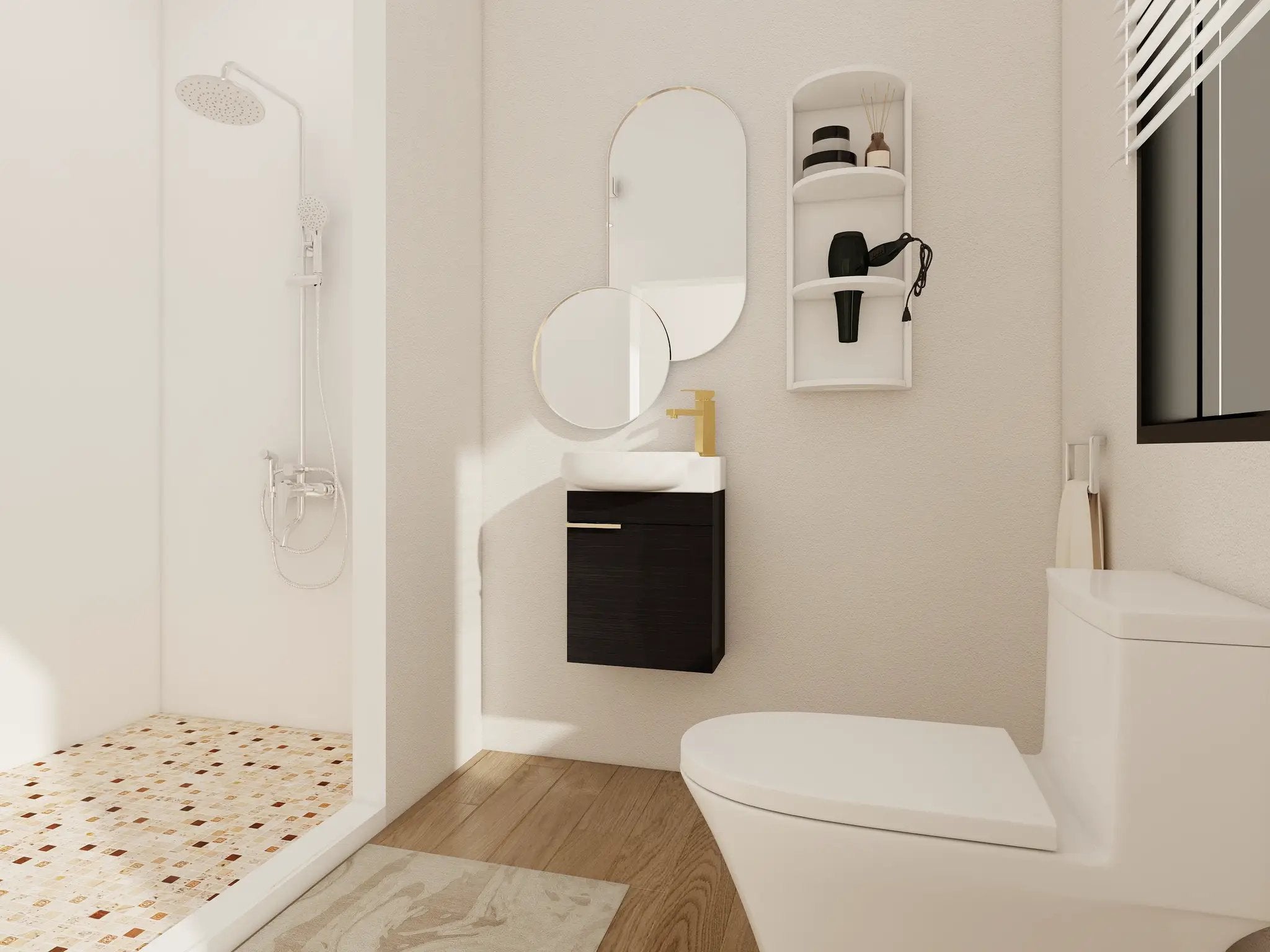 Soft Close Doors Bathroom Vanity With Sink and Storage Rack, 16 Inch by HouseOfZazla
