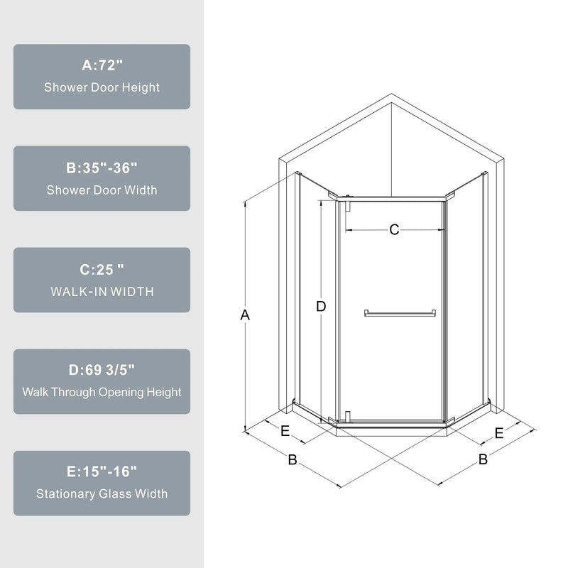 Durable Hardware Neo Angle Frameless Shower Door With Acrylic Base Combo by HouseOfZazla