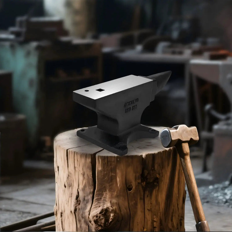 100 Lbs Single Horn Anvil, 4 Holes - Black by HouseOfZazla