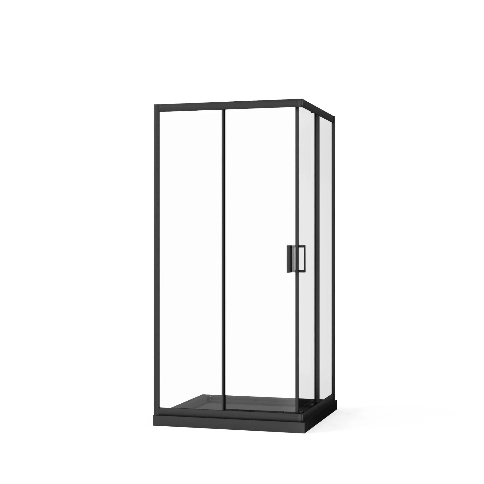 Corner Shower Enclosure, Sliding Door - Matte Black by HouseOfZazla