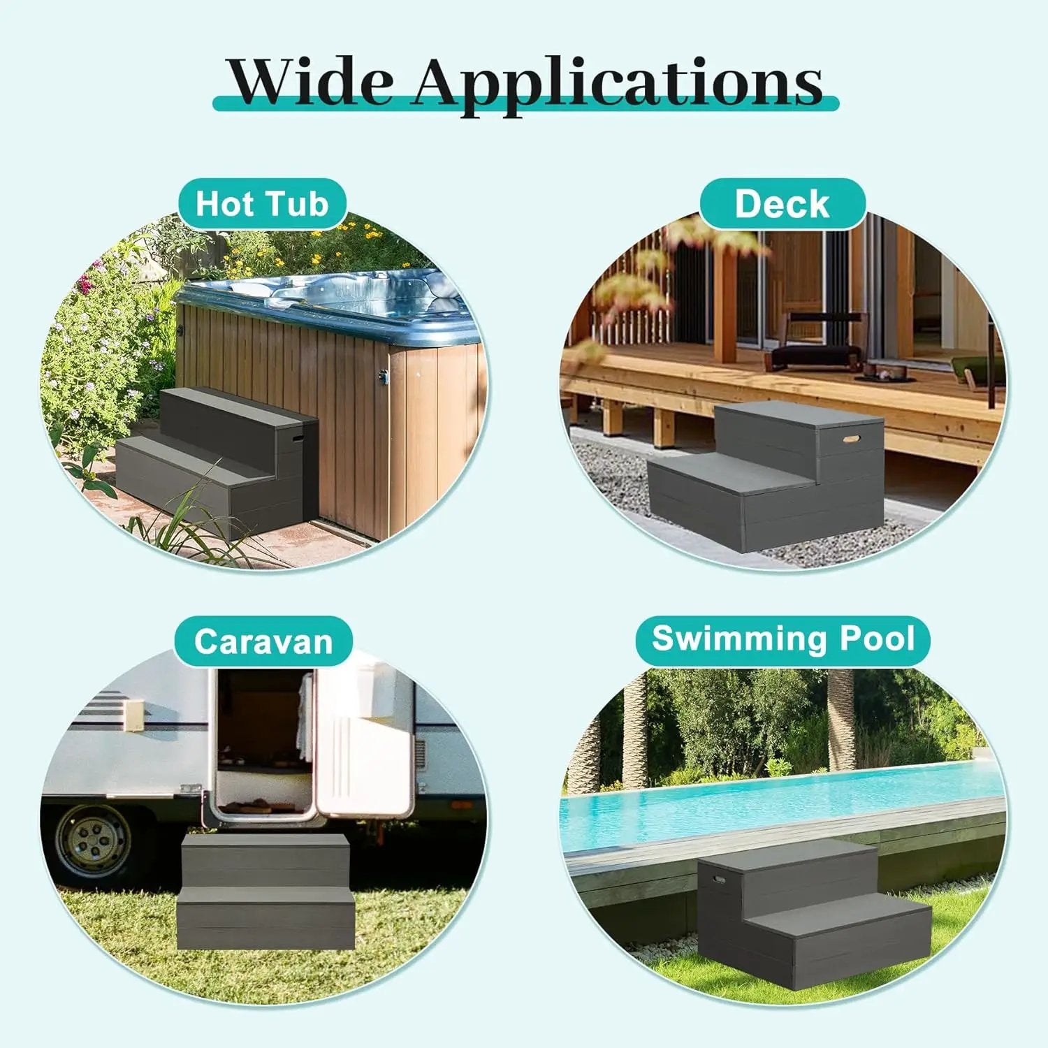 Hot Tub Steps, Universal Spa & Hot Tub Step, Heavy Duty Aluminum Spa Steps by HouseOfZazla