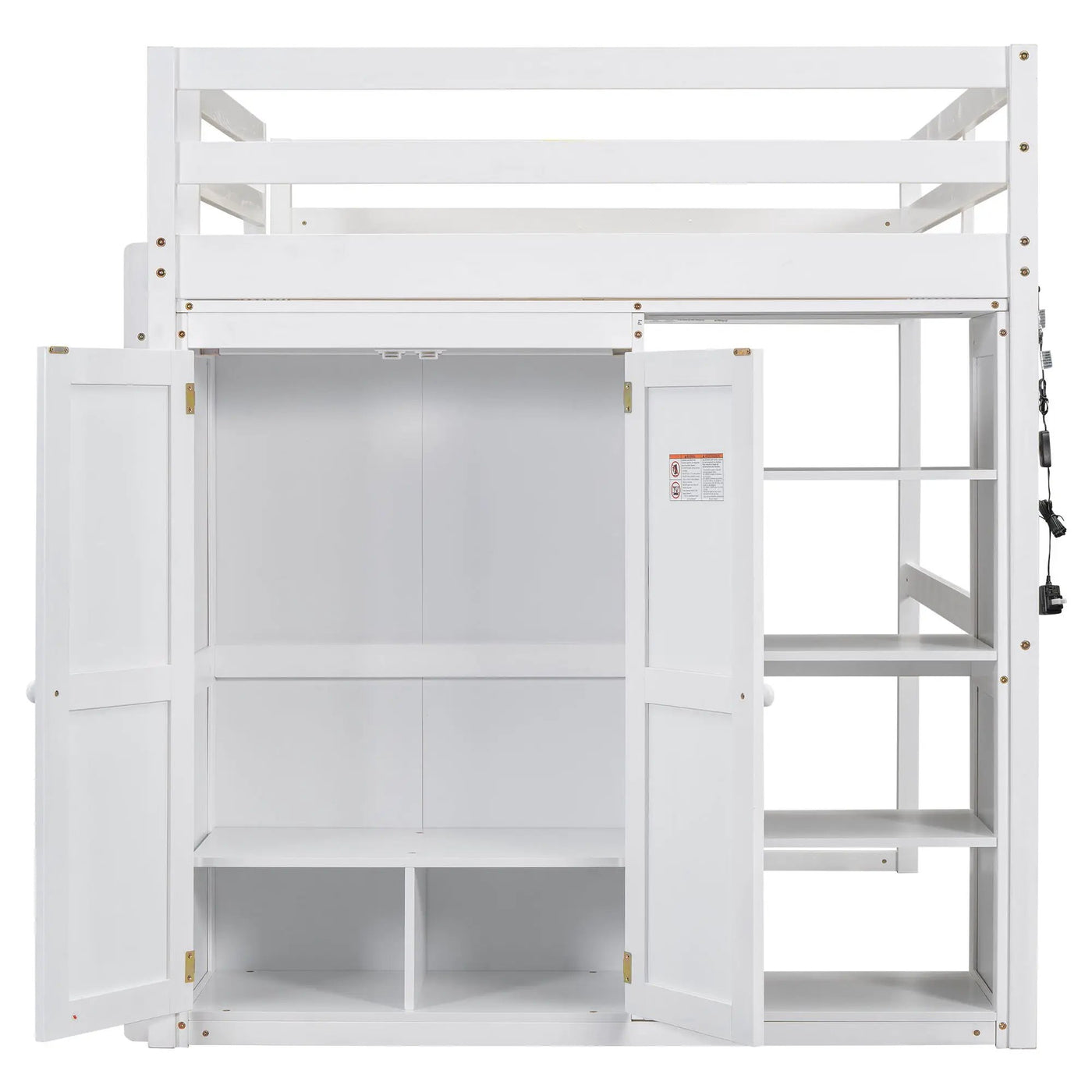 Loft Bed With Built In Wardrobe, Storage Shelves, And LED Light by HouseOfZazla