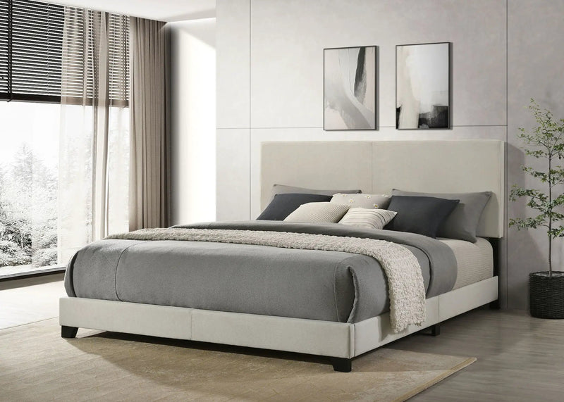 Dorian Fabric Upholstered Eastern King Panel Bed Cream by Unique Piece Furniture
