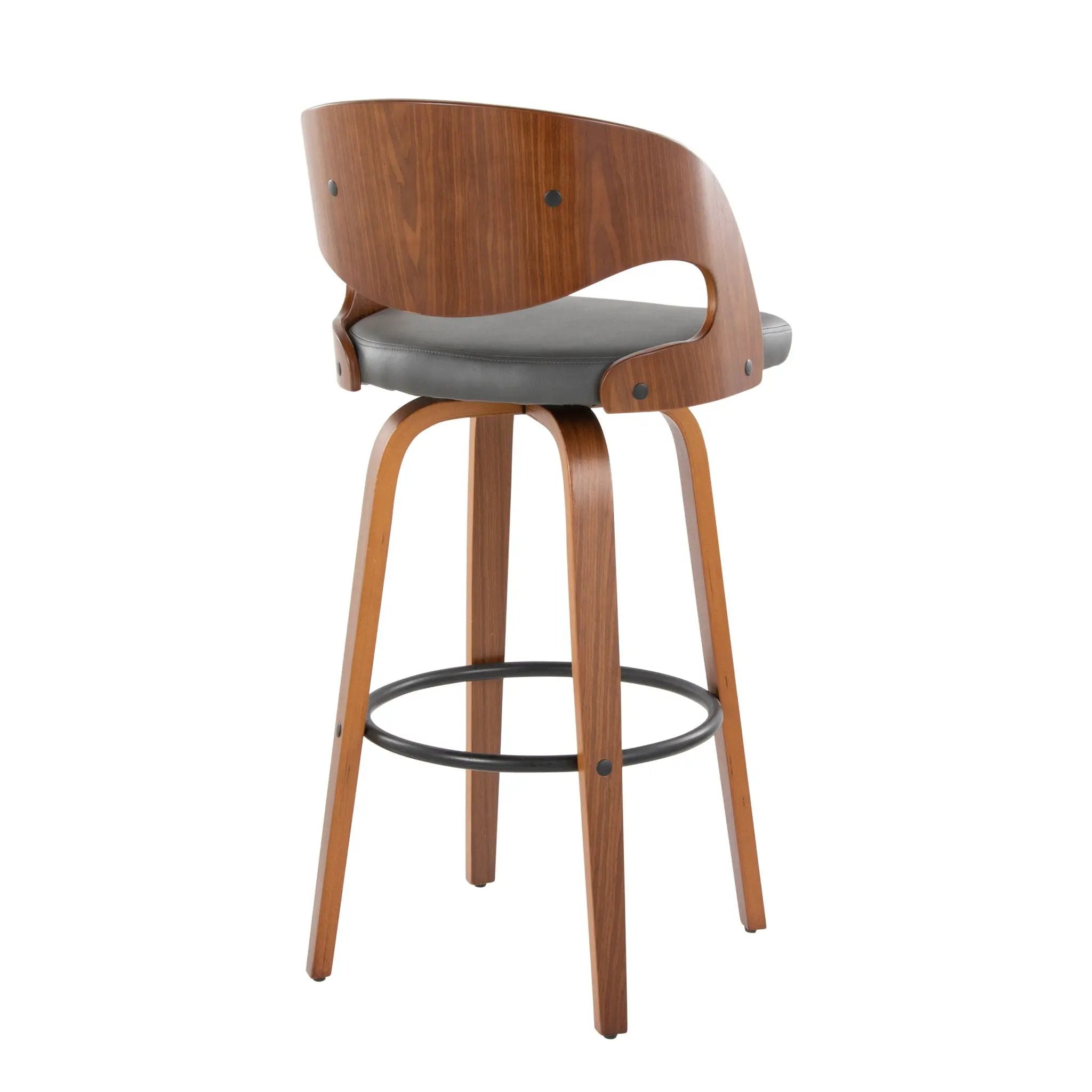 Pino - Mid Century Modern Fixed Height Barstool With Swivel & Round Footrest (Set of 2) by Unique Piece Furniture