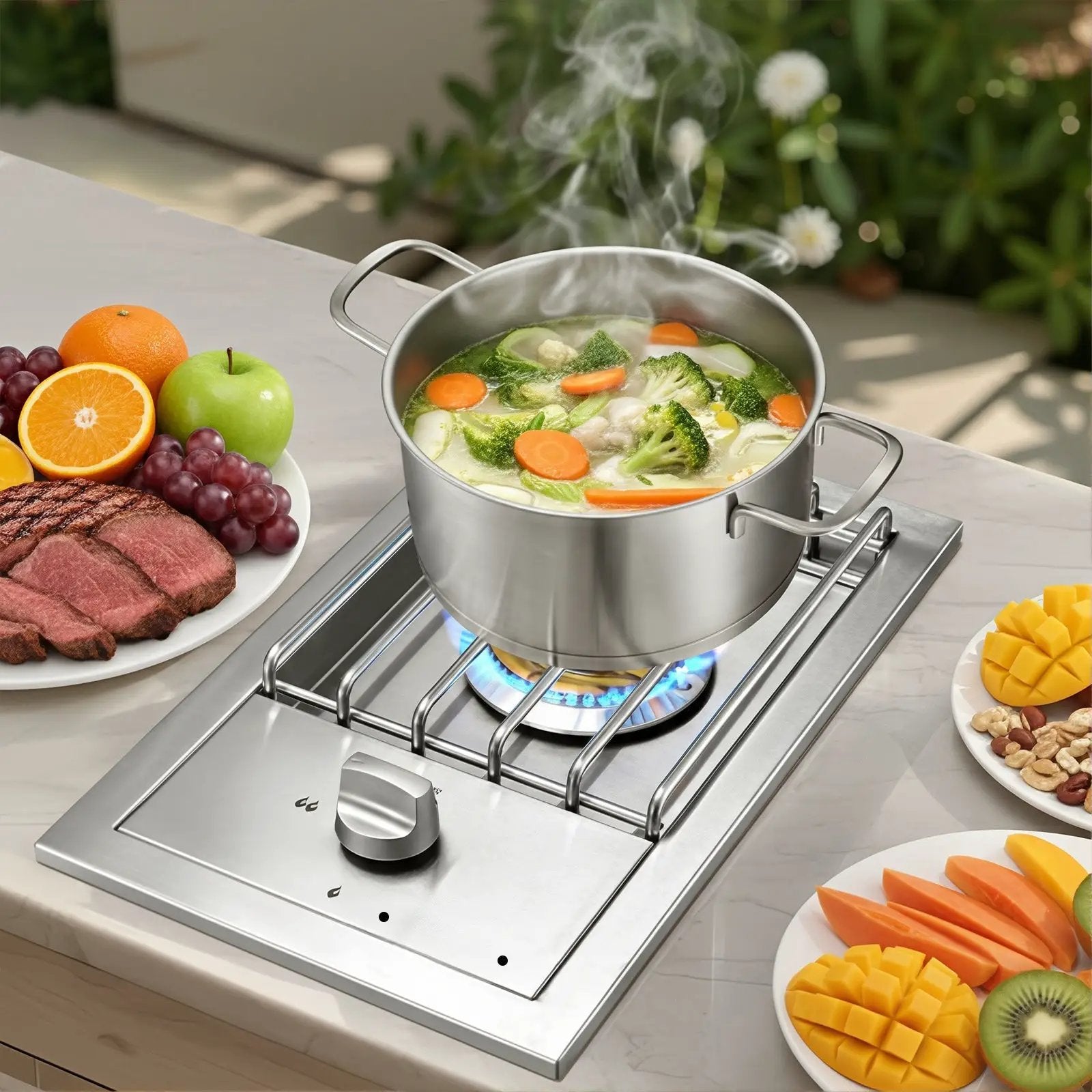 Single Grilling Side Burner, 15,000BTU Liquid Propane by HouseOfZazla