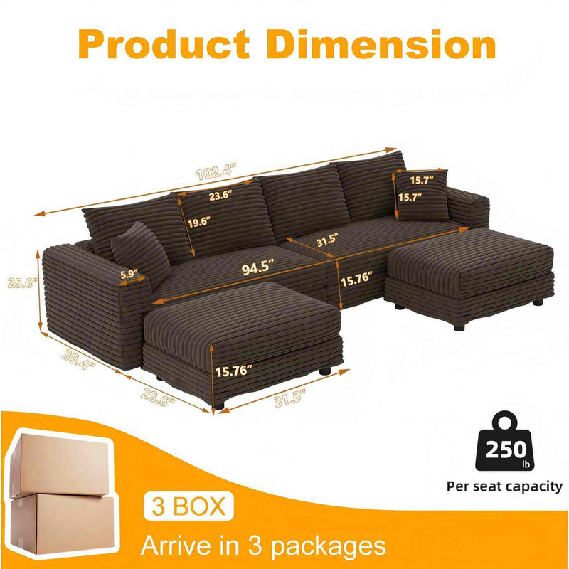 Modern Comfy Upholstered Sofa Cloud Couch & Deep Seat Couches by HouseOfZazla