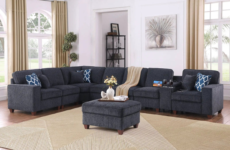 Lily - Sectional Sofa With Ottoman - Black by Unique Piece Furniture